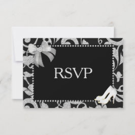 RSVP de Casamento Negro e Silver Elegante
