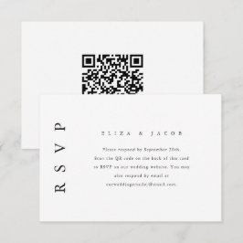 RSVP de Casamento Negro Elegante com Código QR
