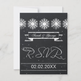 RSVP de casamento no inverno de quadro de neve