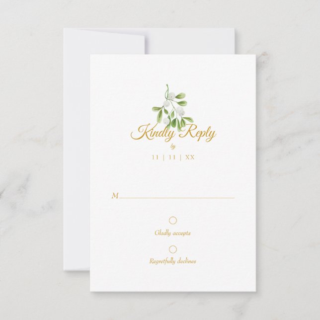 RSVP de Casamento no inverno de Script Dourado Ele (Frente)