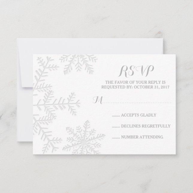 RSVP de Casamento no inverno Elegante de Flocos de (Frente)