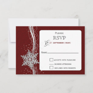 RSVP de Casamento no inverno Silver Snowflakes