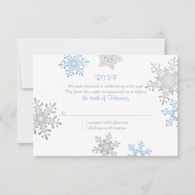 RSVP de Casamento no inverno Simples Blue Silver S (Frente)