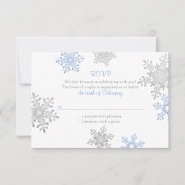 RSVP de Casamento no inverno Simples Blue Silver S