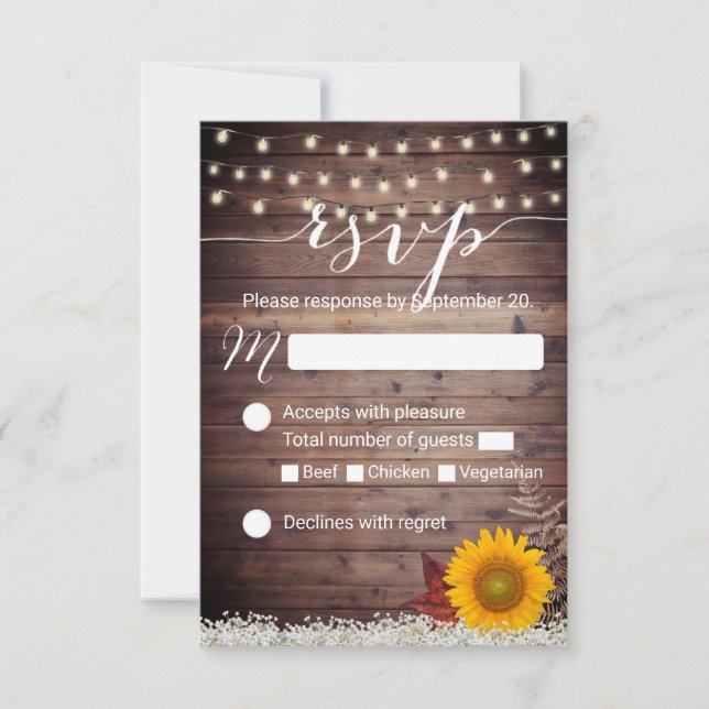 RSVP de Casamento outono das Luzes de Girassol Rus (Frente)
