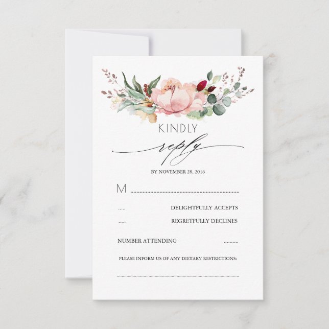 RSVP de Casamento outono de Bloom Rustic (Frente)