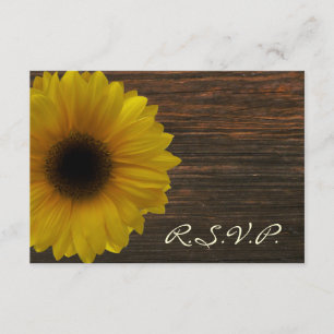 RSVP de Casamento outono de Girassol e Barnwood Am