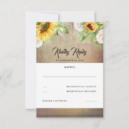 RSVP de Casamento outono de girassol e rosa branca