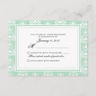 RSVP de Casamento Personalizado da Mint e do Damas
