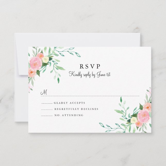 RSVP de Casamento Pêssego Cor-de-Água Doce (Frente)