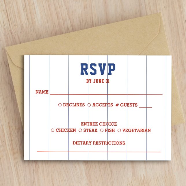 RSVP de Casamento Pinstripe de Baseball (Baseball Pinstripe Wedding RSVP)