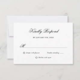 RSVP de Casamento Preto e Branco de Script Elegant