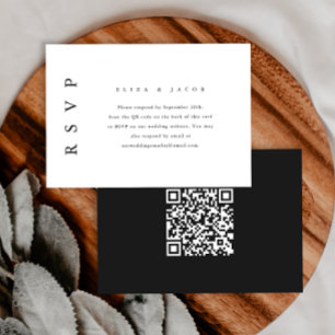 RSVP de Casamento Preto e Branco Elegante com Códi