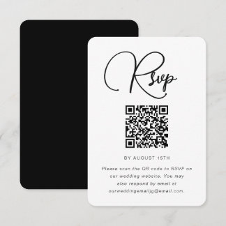 RSVP de Casamento Preto e Branco Moderno com Códig