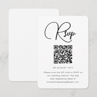 RSVP de Casamento Preto e Branco Moderno com Códig