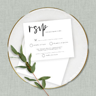 RSVP de Casamento Preto e Branco Moderno de Orçam