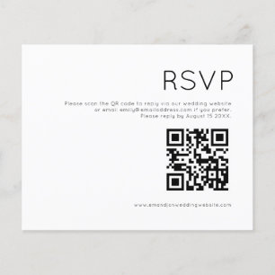 RSVP de Casamento Preto e Branco Simples de Códig