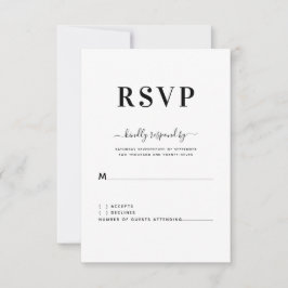 RSVP de Casamento Preto e Branco Simples Moderno