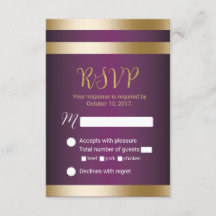RSVP de Casamento Púrpura Elegante de Stripes de F