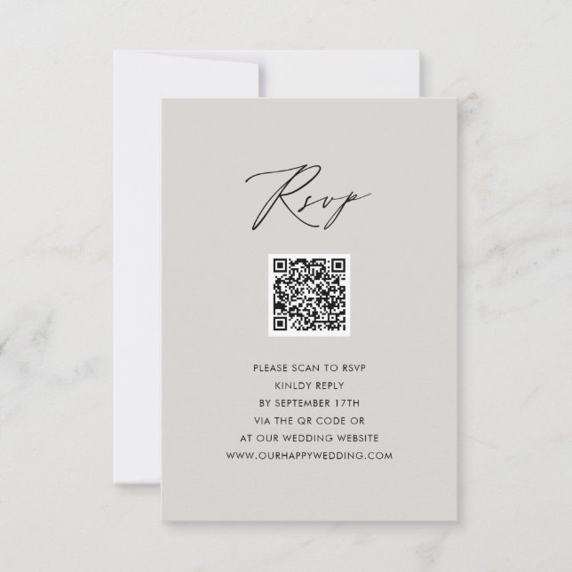 RSVP de Casamento QR Simples de Script Elegante de (Frente)