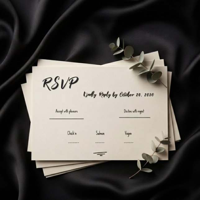 RSVP de casamento rabiscado à mão em cinza retrô (Criador carregado)