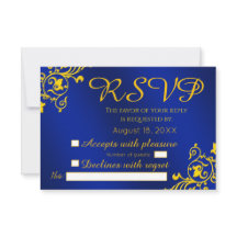 RSVP de Casamento Real Azul e Dourado