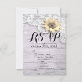 RSVP de Casamento Resposta Chic Lace Lace Sunflowe