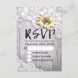 RSVP de Casamento Resposta Lace Lace Sunflower Bar