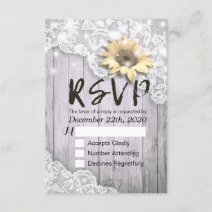 RSVP de Casamento Resposta Lace Lace Sunflower Bar