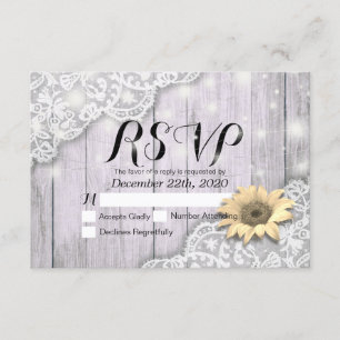 RSVP de Casamento Resposta Lace Lace Sunflower Bar