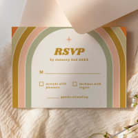 RSVP de Casamento Retro Rainbow Groovy nos anos 70