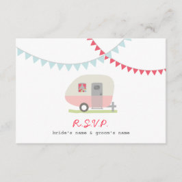 RSVP de Casamento Retro Rosa e de Casamento de Bun