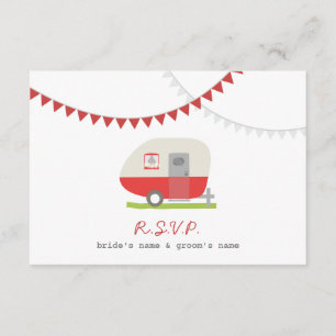 RSVP de Casamento Retro Vermelho e Casamento de Bu
