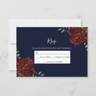 RSVP de Casamento Romântico de Marinhos e Rosas ve