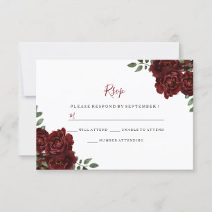 RSVP de Casamento Romântico Rosa da Burgundy