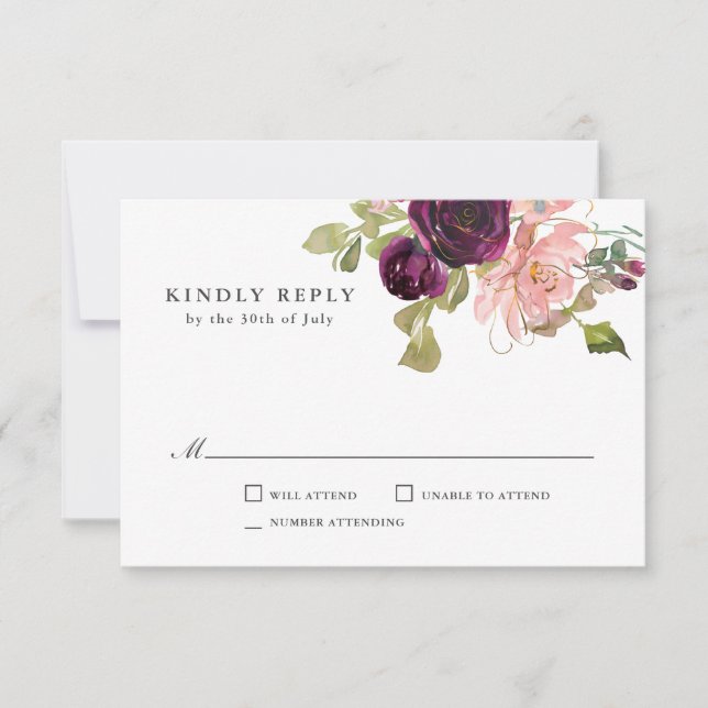 RSVP de Casamento Rosa e Borrão (Frente)