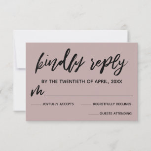 RSVP de Casamento Rosa-Rosa Dusty com Escrita Manu