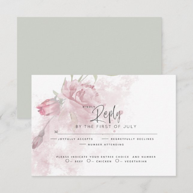 RSVP de casamento | Rosa Rosa Rosa Rosa Rosa Pinta (Frente/Verso)