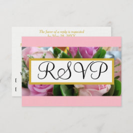 RSVP de Casamento: Rosas Rosa Pastel Douradas