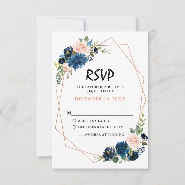 RSVP de Casamento Rose Boho Rosa Rosa Cor-de-rosa  (Frente)