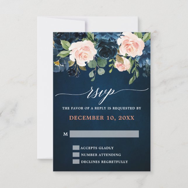RSVP de Casamento Rose Boho Rosa Rosa Cor-de-rosa  (Frente)
