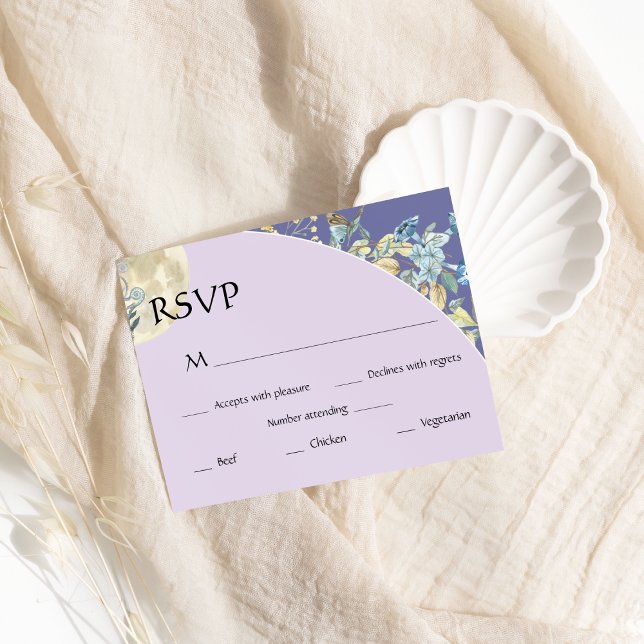 RSVP de Casamento Roxo da Lua Whimsical (Criador carregado)