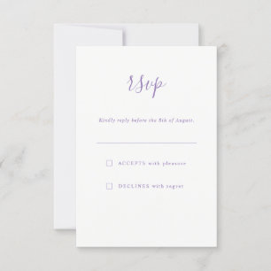 RSVP de Casamento Roxo de Lavanda Elegante Simples
