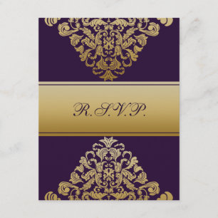 RSVP de casamento roxo de ouro elegante
