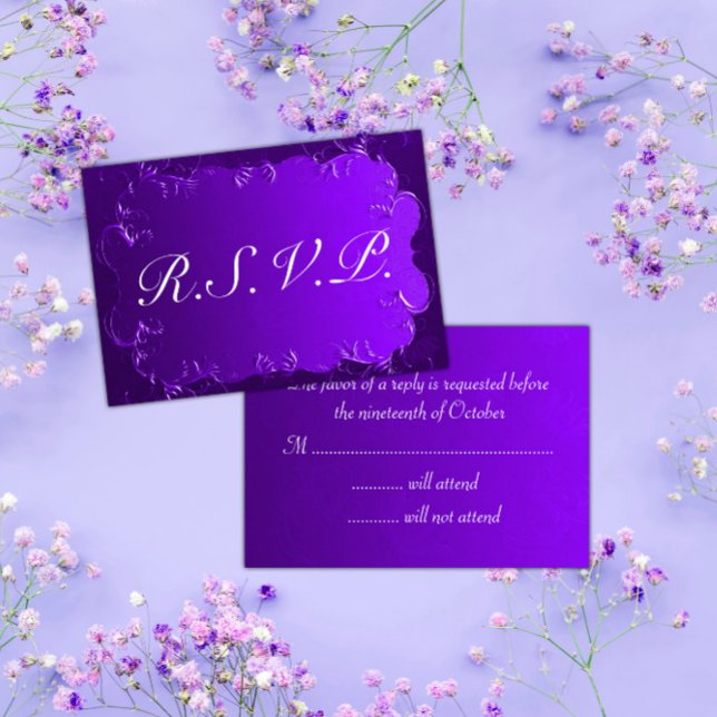 RSVP de Casamento Roxo Elegante (Criador carregado)