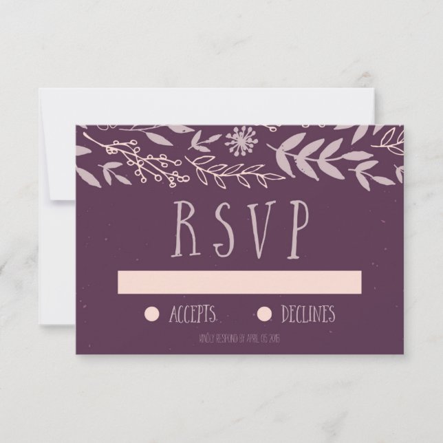 RSVP de Casamento Roxo Floral Rustic (Frente)