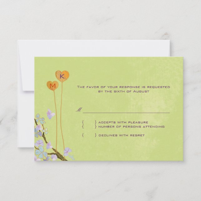 RSVP de Casamento Rural do Verde limão Romântico (Frente)