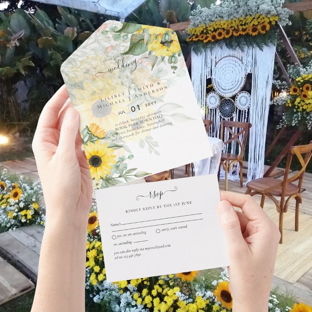 RSVP de Casamento Russo com Girassóis Inclusivos (Criador carregado)