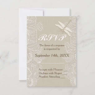 RSVP de Casamento Russo de Burlap e Lace