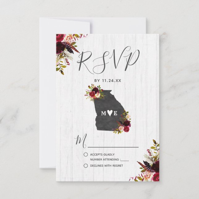 RSVP de Casamento Russo de Destino do Estado da Ge (Frente)